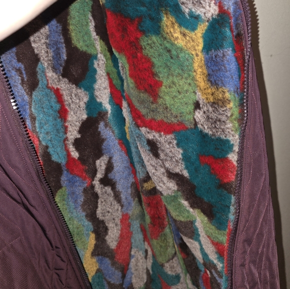 LOGO by Lori Goldstein Reversible Quilted Zip Front Jacket-Burgundy-Medium - Picture 11 of 13